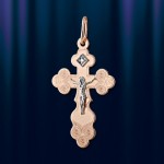 Kreuzanhaenger mit Brillant, Russisches Gold