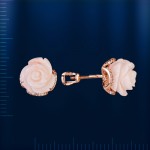 Серьги - пусеты с корaллом. Русское золото
