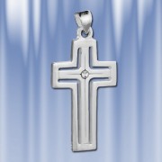 Крест серебряный с цирконом