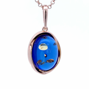 Vergoldeter Silberanhänger mit Bernstein Chamäleon