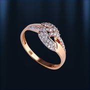 Золотое кольцо с цирконами. Русское золото