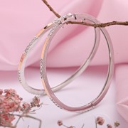 Серебряные серьги-креолы с золотом. Фианиты