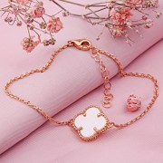 Rotgold 585 Goldarmband mit Perlmutt ⌀12 mm