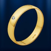 Кольцо обручальное "Классик Бриллиант" Жёлтого Золота 