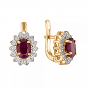Goldene Ohrringe mit Rubinen
