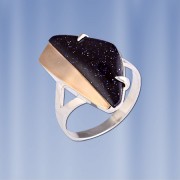 Ring mit Aventurin. Silber & Gold 