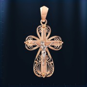 Cross pendant russisan red gold