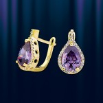 Ohrringe mit Amethyst. Gelbgold 585° 