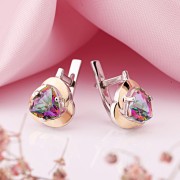 Серьги из серебра 925 пробы с золотом Фианиты