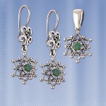  Silberset mit Smaragd.