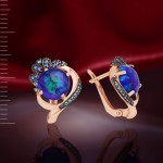 Серебряные серьги. Опал сапфировый