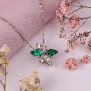 Gianni Lazzaro Weissgoldanhaenger Diamant & Smaragd