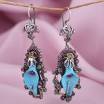 Ohrhaenger mit Tuerkis. Silber 