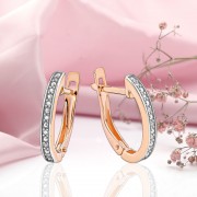 Goldohrringe mit Diamanten Russisches Gold 585