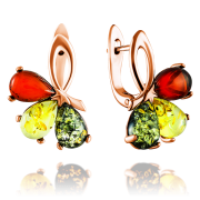 Vergoldete Silberohrringe mit Bernstein