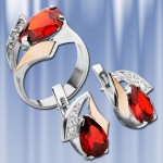 Русское Серебро и Золото Гарнитур "Бутон"