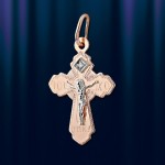 Kreuzanhaenger mit Brillant, bicolor 