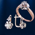 Кольцо и серьги с бриллиантами Тюльпан
