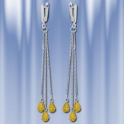 Серебряные серьги - подвески с цирконами