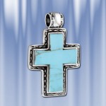 Крест из серебра с бирюзой