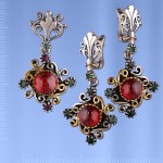 Гарнитур серебряный с гранатом