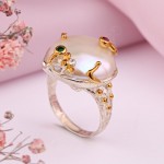 Vergoldeter Silberring mit Barockperlen & Zirkonia