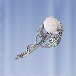 Серебряная брошь "Роза". Перламутр