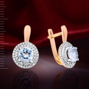 Топаз Swarovski® и Бриллианты. Золотые серьги