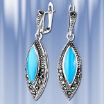 Ohrhaenger mit Tuerkis & Markisit,  Silber 