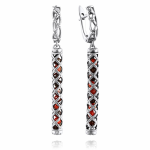 Серьги-подвески из серебра 925 пробы с янтарём