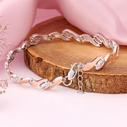 Браслет из серебра 925 пробы с золотом Фианиты