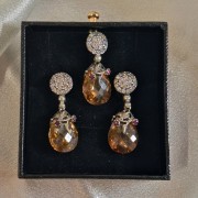 Set aus 925er Silber Zitrin Zirkonia Rubin