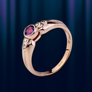 Goldring mit Amethyst & Zirkonia. 