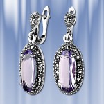 Ohrringe mit Amethyst & Markisit, Silber 