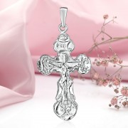 Серебряный крестик нательный с распятием