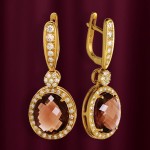 Earrings mit Diamanten und Rauchtopaz