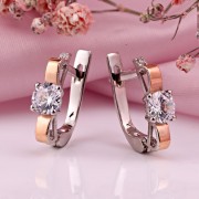 Серебряные серьги с золотом. Фианиты