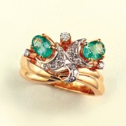 Goldring mit Brillanten, Smaragde