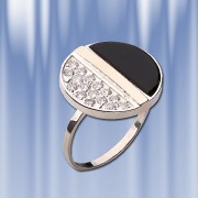 Ring mit Onyx. Silber & Gold 