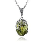 Silberanhaenger "Entzuecken". Gruener Bernstein