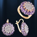 Rotgoldset mit Brillianten & Amethyst