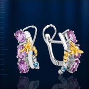 Silberohrringe mit Amethyst. Topas London & Fianiten 