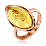 Серебряное позолоченное кольцо с янтарём