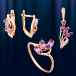 Russisches Rotgoldset mit Amethyst