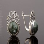 Russisches Silber Ohrringe mit Klinochlor