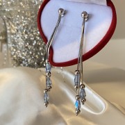 Серебряные серьги-пусеты с подвесками. Swarovski®
