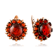 Vergoldete Silberohrringe mit Bernstein