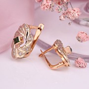 Goldene Ohrringe "Glanz". Zirkonia