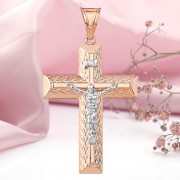 Russisches Gold 585 in Deutschland Kreuzanhänger mit einem Kruzifix