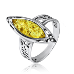 Серебряное кольцо "Лучистый янтарь"